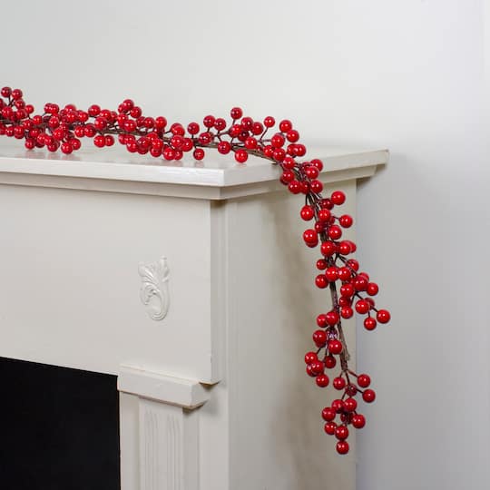 5ft. Artificial Christmas Red Berry Twig Garland